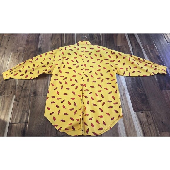 PASTA Crazy 80s Yellow Red Lips Button-Up Shirt Sz Small RARE Lipstick y2k VGT - Picture 6 of 9